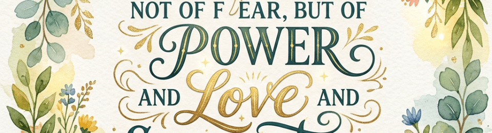 2 Timothy 1:7 Bible verse with floral decorations and elegant lettering